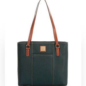 Dooney & Bourke Forest Green Tote with Brown Handles
